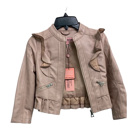 Little girls pink Moto jacket - Picture 3 of 9